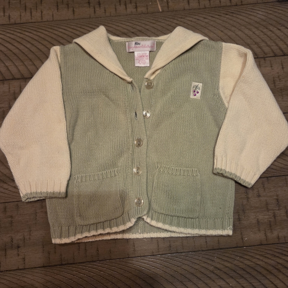 Ring Around The Rosie Green and Cream Kids Sweater